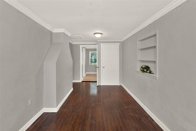 1506 S Elliott St, Sanford, FL 32771 - hall featuring built in features, hardwood / wood-style floors, and ornamental molding