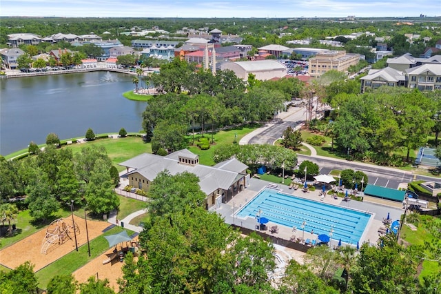 660 Celebration Ave Unit 250, Kissimmee, FL 34747 - aerial perspective of suburban area with a pool area and a nearby body of water