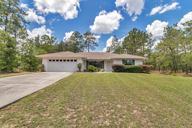 7120 N Glenridge Cir, Citrus Springs, FL 34434 - ranch-style home featuring a garage, concrete driveway, and a front lawn