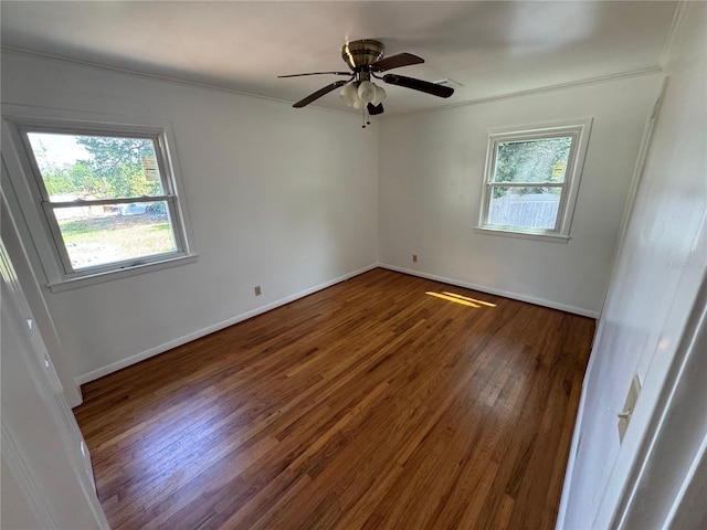 4274 2nd Ave, Marianna, FL 32446 - empty room with wood finished floors, a ceiling fan, and ornamental molding