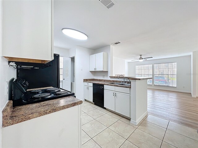 645 Stafford Ter Unit 163, Altamonte Springs, FL 32714 - kitchen featuring dishwasher, range, ceiling fan, light tile patterned flooring, and a peninsula