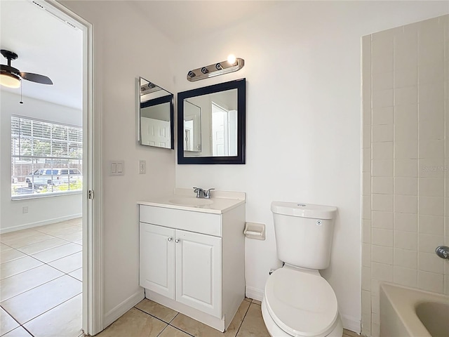 645 Stafford Ter Unit 163, Altamonte Springs, FL 32714 - bathroom with tile patterned flooring, vanity, a ceiling fan, and shower / tub combination