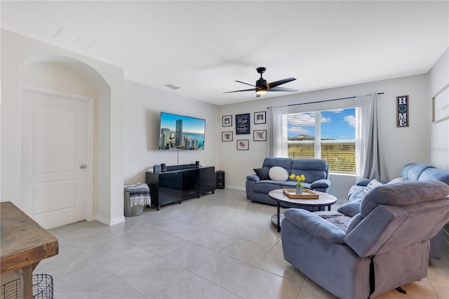633 Greymount St, Davenport, FL 33837 - living room featuring ceiling fan and light tile patterned flooring