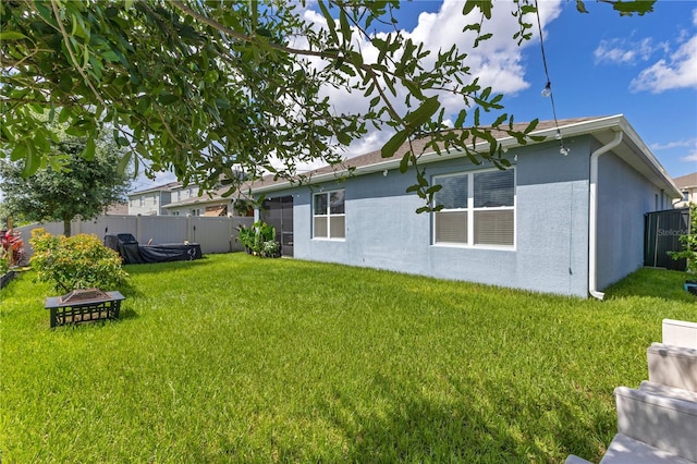 633 Greymount St, Davenport, FL 33837 - back of house with a fire pit and stucco siding