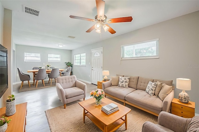 4559 W Gore Ave, Orlando, FL 32811 - living room featuring ceiling fan and light wood-type flooring