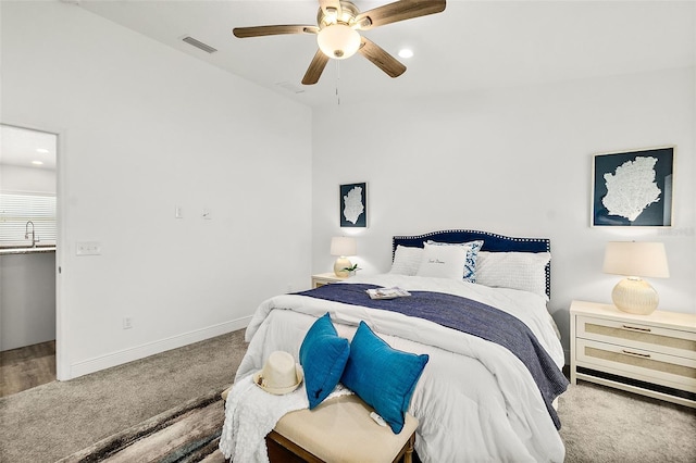 139 Douglas St, Edgewater, FL 32141 - bedroom featuring carpet floors, a ceiling fan, and recessed lighting