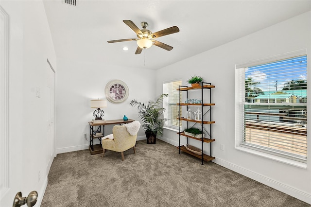 139 Douglas St, Edgewater, FL 32141 - home office with carpet and a ceiling fan