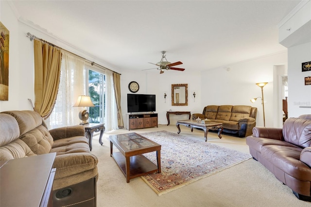 6336 Buford St Unit 209, Orlando, FL 32835 - living room with light colored carpet and a ceiling fan