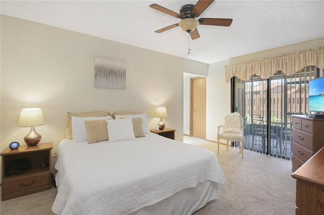 199 Heron Bay Cir, Lake Mary, FL 32746 - bedroom with light carpet, access to outside, and ceiling fan