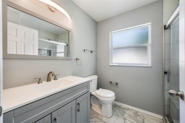 2767 Aragon Ter, Lake Mary, FL 32746 - bathroom with marble look tile flooring, vanity, and an enclosed shower