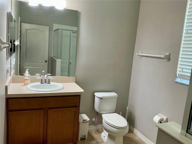 5917 Coquyt Dr, Mount Dora, FL 32757 - full bathroom with vanity, a stall shower, and tile patterned flooring