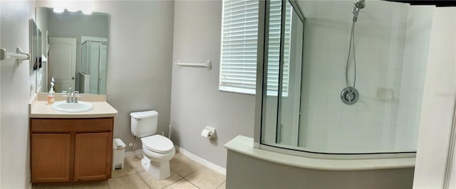 5917 Coquyt Dr, Mount Dora, FL 32757 - full bath with a tile shower, tile patterned floors, and vanity
