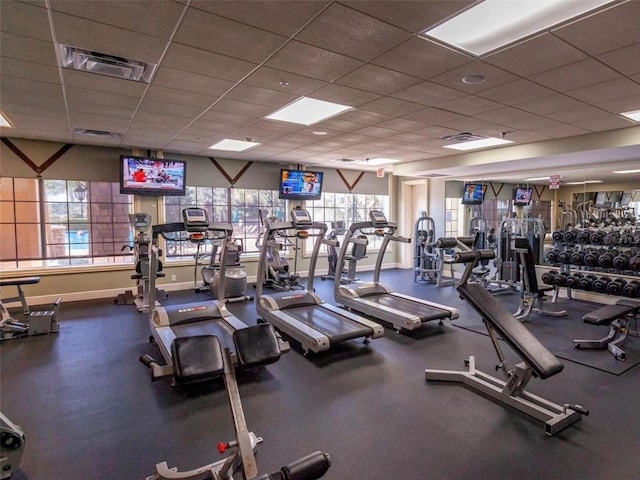5917 Coquyt Dr, Mount Dora, FL 32757 - workout area with a paneled ceiling