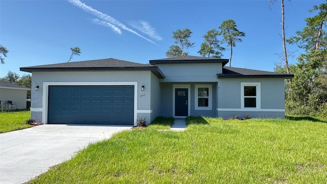 2500 SW 156th Ln Rd, Ocala, FL 34473 - view of front of property with stucco siding, a garage, concrete driveway, and a front yard