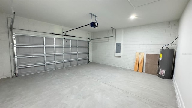 16252 SW 27th Terrace Rd, Ocala, FL 34473 - garage with electric water heater, a garage door opener, concrete block wall, and electric panel