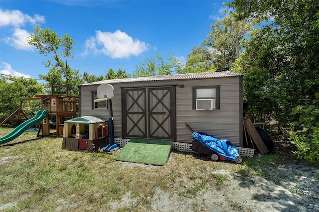 565 S Floyd Cir, Deltona, FL 32725 - view of shed featuring cooling unit and a playground