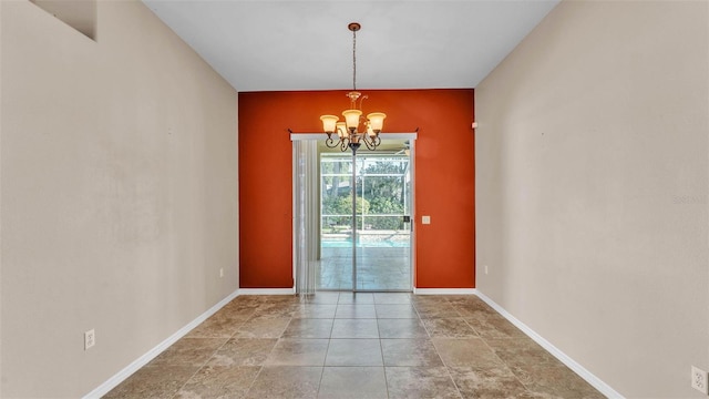 1455 Royal Forest Loop, Lakeland, FL 33811 - unfurnished dining area featuring a chandelier and stone finish flooring