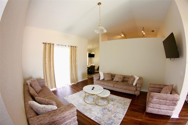 130 Winsor Ave, Davenport, FL 33837 - living area with dark wood-style floors and high vaulted ceiling