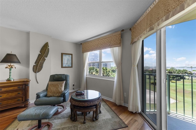 4 Oceans W Blvd Unit 502D, Daytona Beach Shores, FL 32118 - sitting room featuring light wood finished floors and a textured ceiling