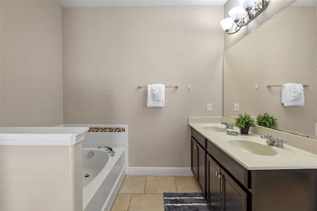 5172 Oakbourne Ave, Davenport, FL 33837 - bathroom featuring tile patterned floors, double vanity, and a garden tub