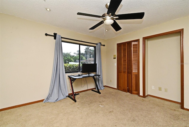 173 Tollgate Br, Longwood, FL 32750 - office with light carpet, ceiling fan, and a textured ceiling