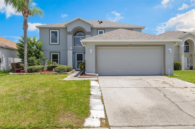 16243 Wilkinson Dr, Clermont, FL 34714 - traditional-style house featuring stucco siding, a front yard, an attached garage, and concrete driveway