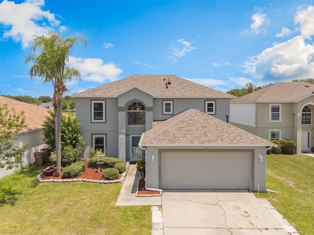 16243 Wilkinson Dr, Clermont, FL 34714 - traditional home featuring stucco siding, an attached garage, concrete driveway, and a front yard
