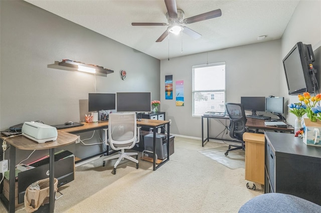 2032 Wavyleaf Ct, Apopka, FL 32712 - office area featuring ceiling fan, light carpet, and a textured ceiling