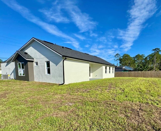 2634 De Groodt Rd SW, Palm Bay, FL 32908 - view of side of home with a central air condition unit and stucco siding