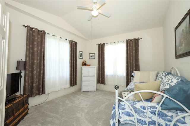 2362 Prairie Dunes, Clermont, FL 34711 - bedroom featuring multiple windows, carpet floors, lofted ceiling, and ceiling fan