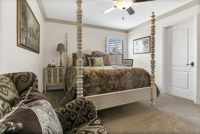 2388 Baronsmede Ct, Winter Garden, FL 34787 - bedroom with carpet flooring, ornamental molding, and a ceiling fan