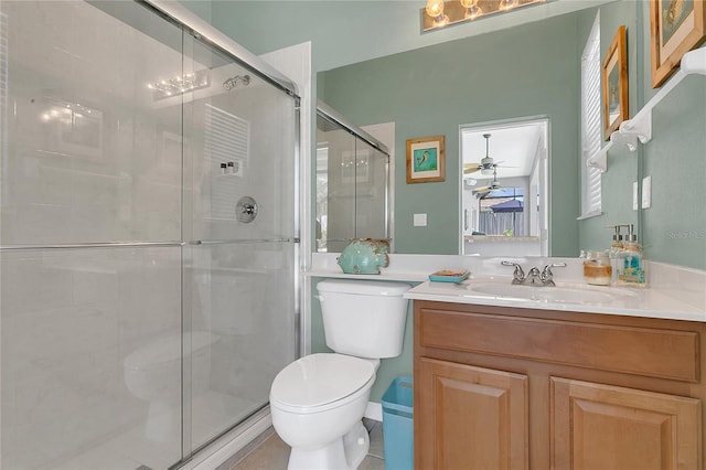 2388 Baronsmede Ct, Winter Garden, FL 34787 - full bathroom featuring vanity, a shower stall, and a ceiling fan