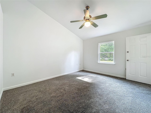 4274 Meeting Pl, Sanford, FL 32773 - spare room with vaulted ceiling, carpet, and a ceiling fan
