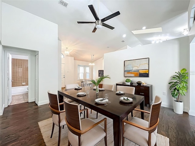 4274 Meeting Pl, Sanford, FL 32773 - dining room featuring wood finished floors, ceiling fan, and lofted ceiling