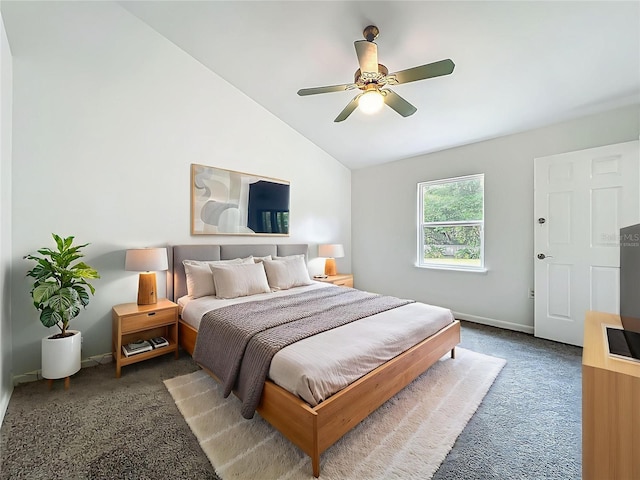 4274 Meeting Pl, Sanford, FL 32773 - carpeted bedroom featuring vaulted ceiling and ceiling fan