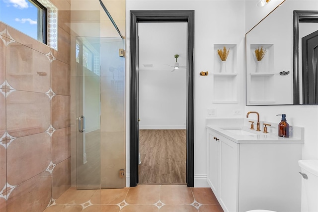 2873 Bellwind Cir, Rockledge, FL 32955 - bathroom featuring vanity, a stall shower, and tile patterned floors