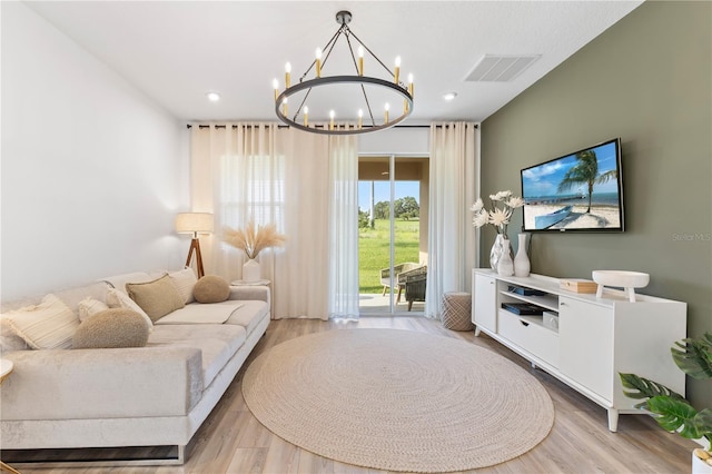 3279 Canna Lily Pl, Clermont, FL 34711 - living area with a chandelier, wood finished floors, and recessed lighting