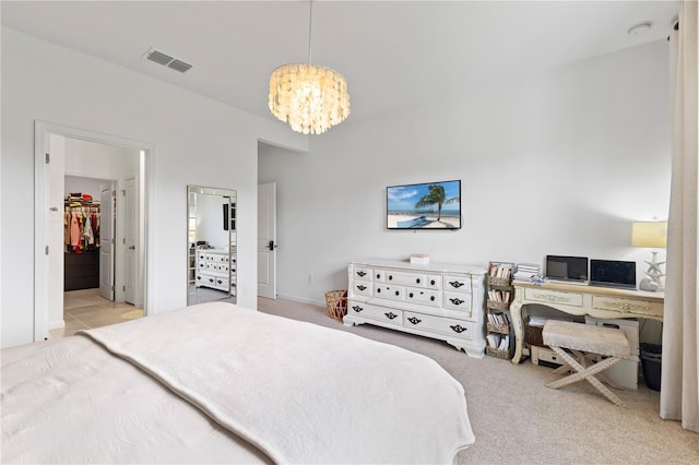 3279 Canna Lily Pl, Clermont, FL 34711 - carpeted bedroom featuring a chandelier and a desk
