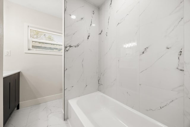 4714 Abaca St, Orlando, FL 32808 - full bathroom with marble finish floors, vanity, and shower / bathtub combination