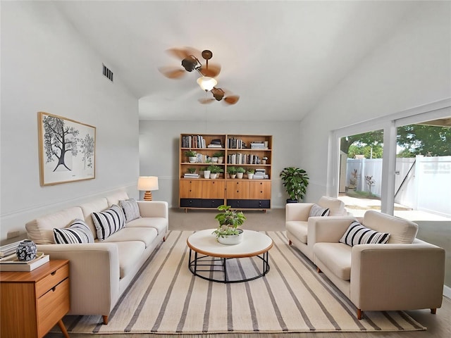 10344 Rosemount Dr, Tampa, FL 33624 - living room with ceiling fan and high vaulted ceiling
