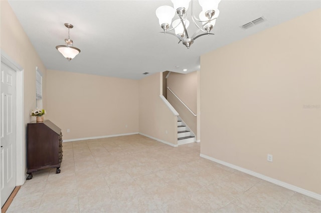 14897 Evergreen Oak Loop, Winter Garden, FL 34787 - basement with a chandelier, stairs, and light tile patterned floors
