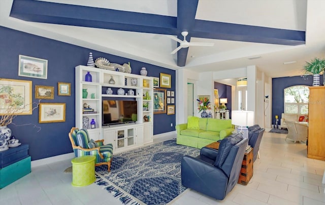 2440 Pawtucket Pass, Mount Dora, FL 32757 - living room featuring ceiling fan and a raised ceiling
