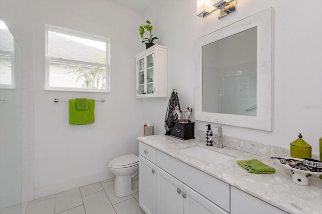 2440 Pawtucket Pass, Mount Dora, FL 32757 - full bathroom featuring vanity, a tile shower, and tile patterned flooring