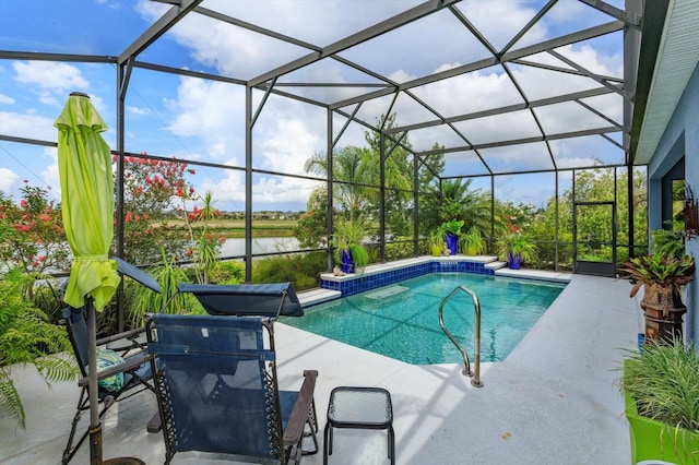 2440 Pawtucket Pass, Mount Dora, FL 32757 - outdoor pool featuring a patio area, a water view, and a lanai