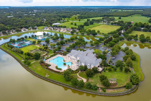 2440 Pawtucket Pass, Mount Dora, FL 32757 - drone / aerial view of a pool area and a large body of water