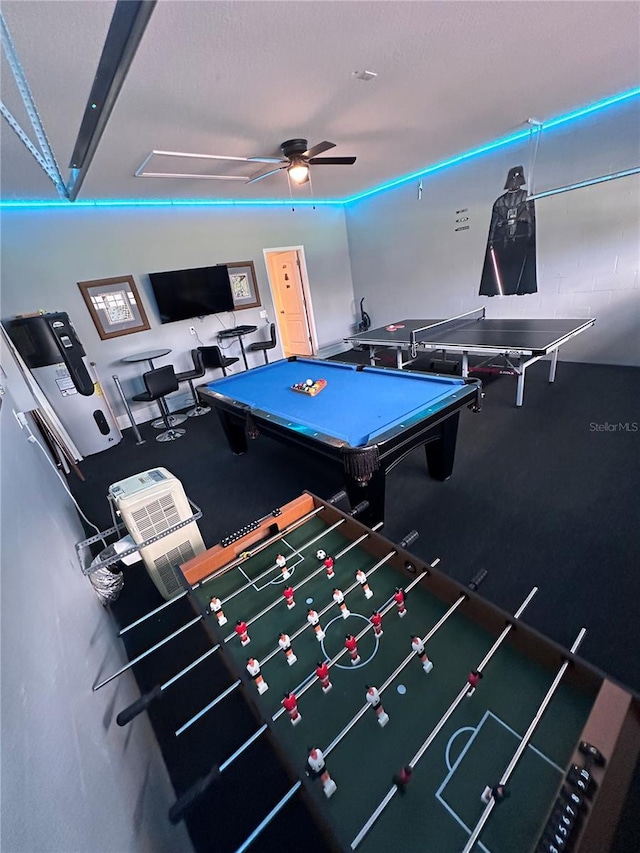 1452 Moon Valley Dr, Davenport, FL 33896 - game room with ceiling fan, billiards, and rubber floors