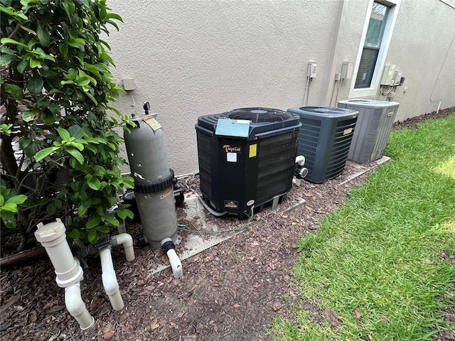 1452 Moon Valley Dr, Davenport, FL 33896 - exterior view of a central air condition unit and stucco siding