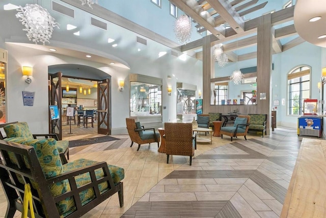 1452 Moon Valley Dr, Davenport, FL 33896 - building lobby featuring a high ceiling and recessed lighting