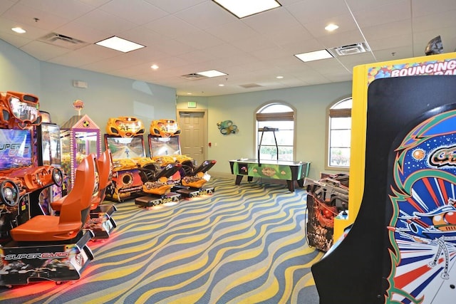 1452 Moon Valley Dr, Davenport, FL 33896 - playroom featuring carpet floors and a drop ceiling