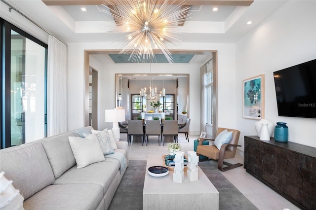 4007 Grande Brick Loop Unit 13, Orlando, FL 32837 - living area with a chandelier and a raised ceiling